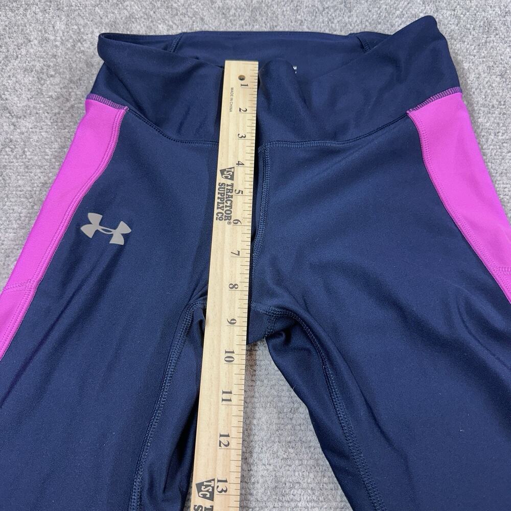 Under Armour HeatGear Compression Leggings Womens M Navy Pink Athletic Running - Picture 5 of 9